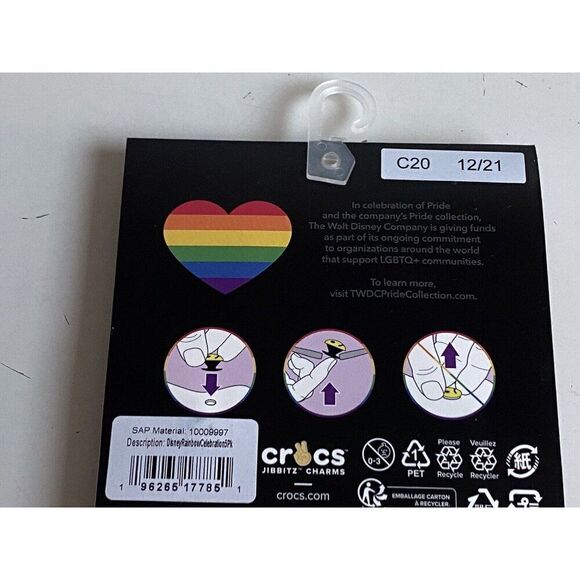 5 Pc Crocs Authentic Jibbitz Charms Disney Mickey Mouse Pride Pack Love Rainbow - Picture 7 of 8